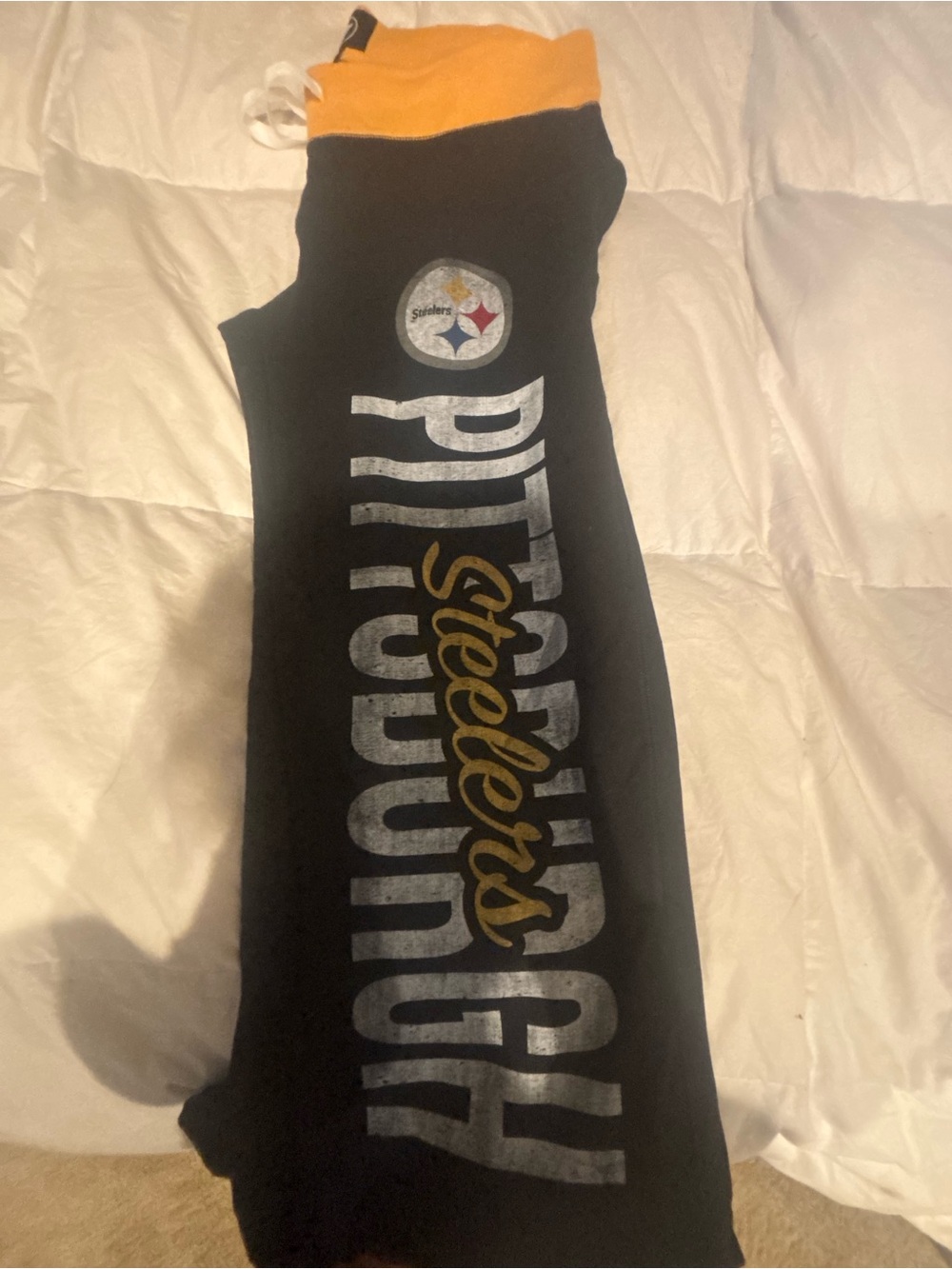 47 Black Pittsburgh Steelers Logo Joggers with White Drawstrings
